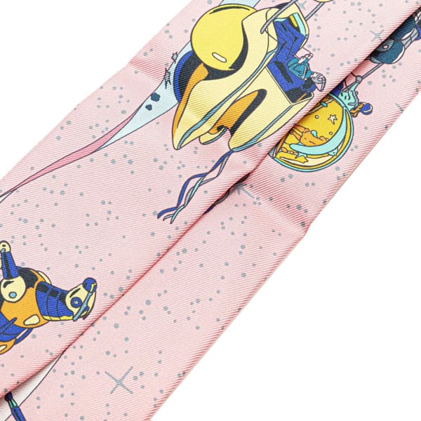 Pre-owned Hermès Space Derby Twilly Silk Scarf Pink