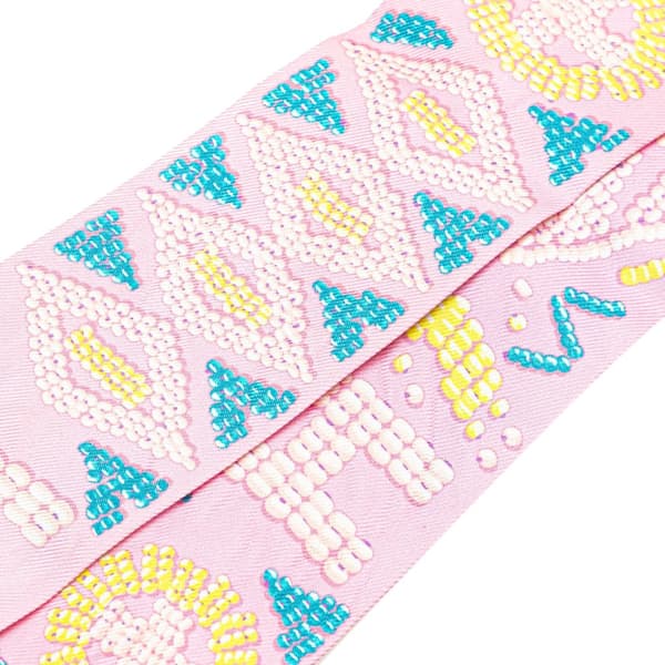 Pre-owned Hermès Kelly En Perles Silk Twilly Scarf Pink