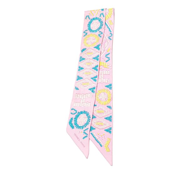 Pre-owned Hermès Kelly En Perles Silk Twilly Scarf Pink