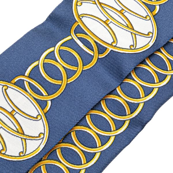 Pre-owned Hermès Lift Profile Silk Twilly Scarf Blue