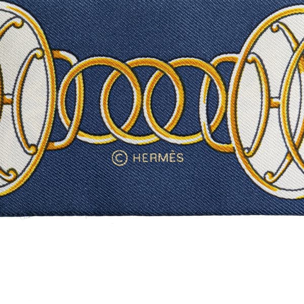 Pre-owned Hermès Lift Profile Silk Twilly Scarf Blue