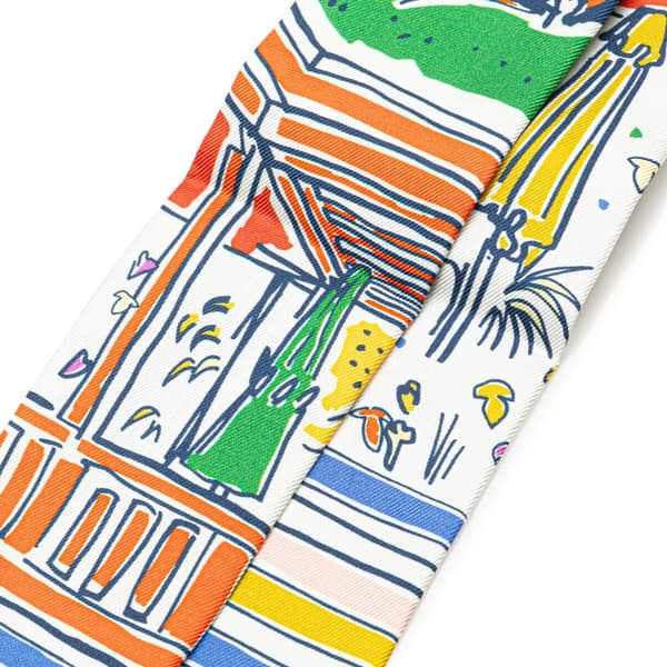 Pre-owned Hermès Rayures d'Ete Twilly Silk Scarf Blue
