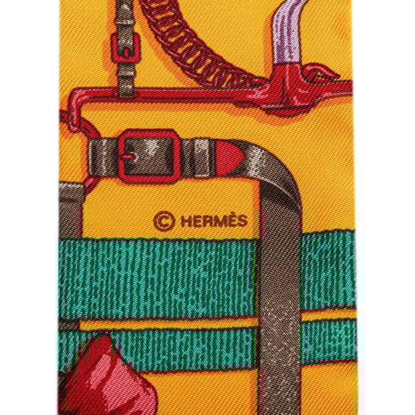 Pre-owned Hermès Grand Manege Silk Twilly Scarf Yellow