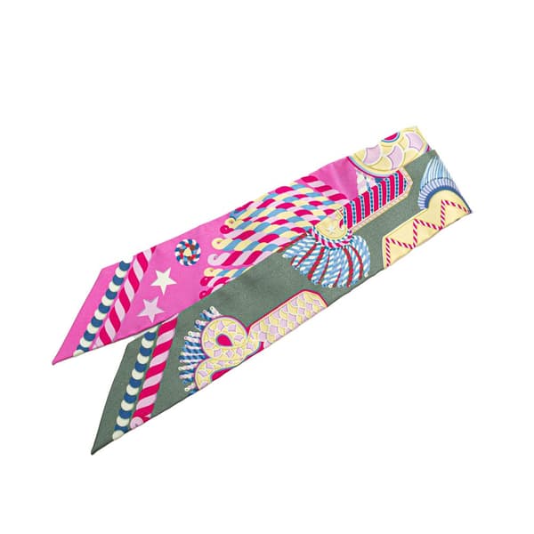 Pre-owned Hermès Epaulettes de Gala Silk Twilly Scarf Pink