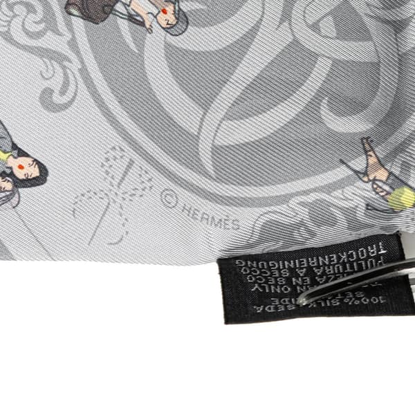 Pre-owned Hermès Ex-Libris Les Parisiennes Twilly Silk Scarf Gray
