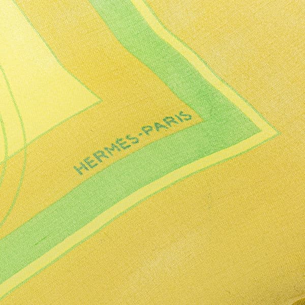 Pre-owned Hermès Ex Libris Silk Scarf Yellow