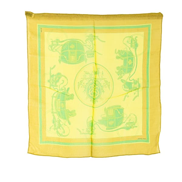 Pre-owned Hermès Ex Libris Silk Scarf Yellow