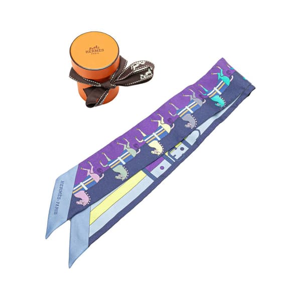 Pre-owned Hermès Rocabar Silk Twilly Scarf Purple