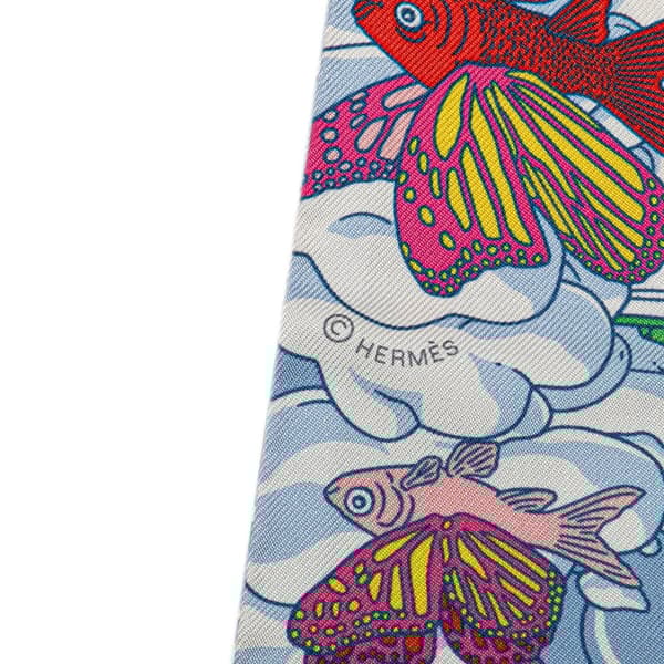 Pre-owned Hermès Sur Mon Nuage Silk Twilly Scarf Pink