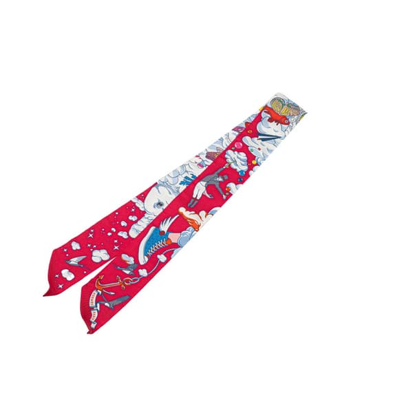 Pre-owned Hermès Sur Mon Nuage Silk Twilly Scarf Pink