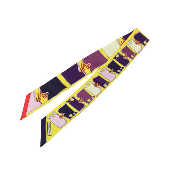 Pre-owned Hermès Camails Silk Twilly Scarf Yellow