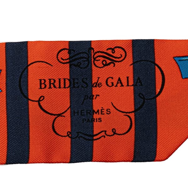 Pre-owned Hermès Brides De Gala Bayaderes Twilly Silk Scarf Orange