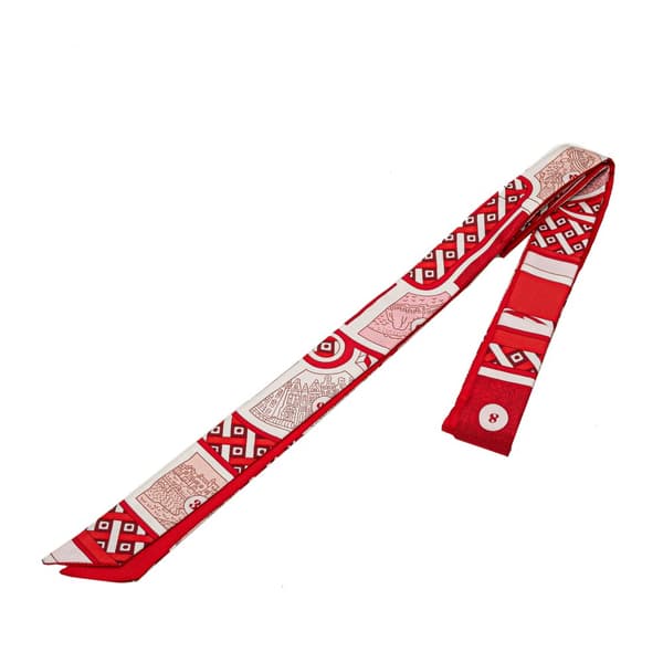 Pre-owned Hermès Le Tour Du Monde  Twilly Silk Scarf Red