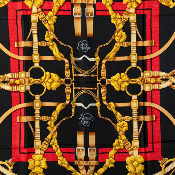 Pre-owned Hermès Grand Manege Silk Scarf Black