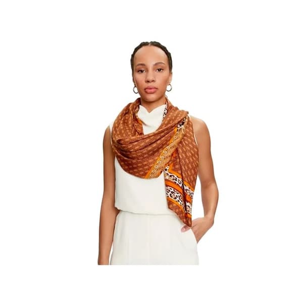 GUESS Echarpe brun orange för kvinnor Noelle Kefiah Scarf 130X130 Brun Logotyp 273581