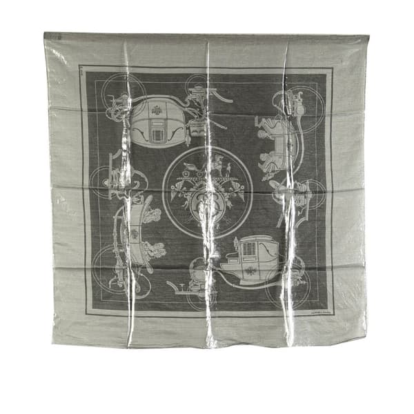 Pre-owned Hermès Ex Libris Glam Silk Scarf Gray