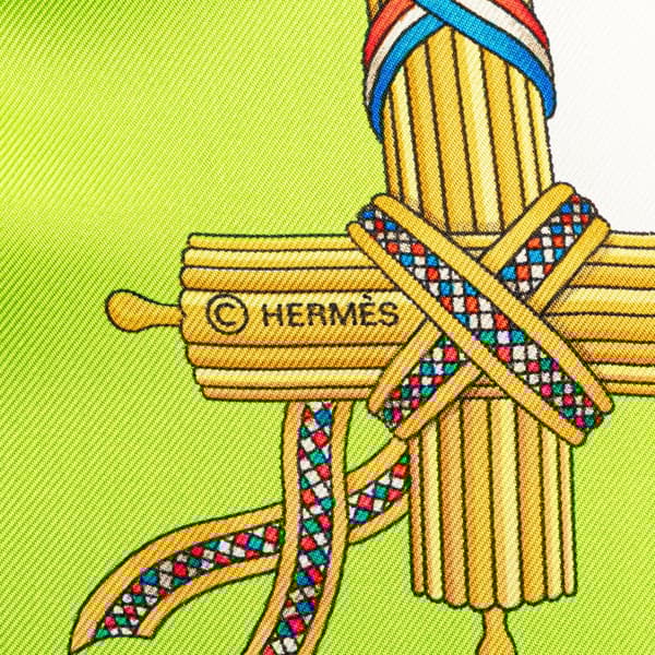 Pre-owned Hermès Republique Francaise Liberte Egalite Fraternite 1789 Silk Scarf Green