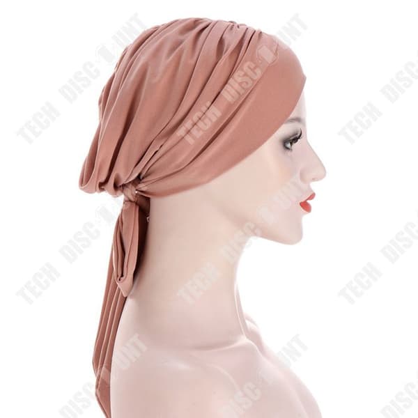 TD 1 piece Head Wear Scarf One Size Flesh Pink Damer Enfärgad Kristall Hampa Lång Svans Rosett Turban Hatt Etnisk Hat Dam Turban