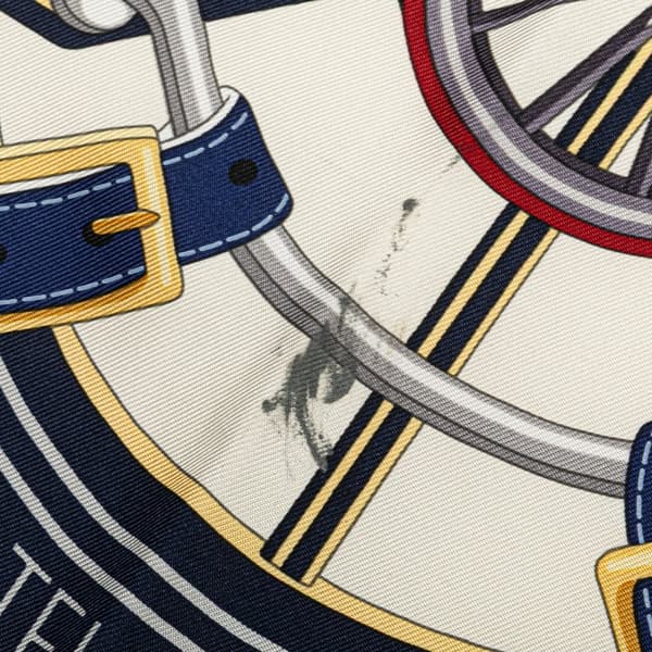 Pre-owned Hermès Stately Wheels Silk Scarf White