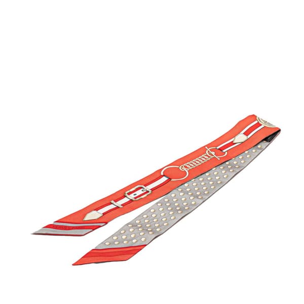 Pre-owned Hermès Grand Tralala Silk Twilly Scarf Orange