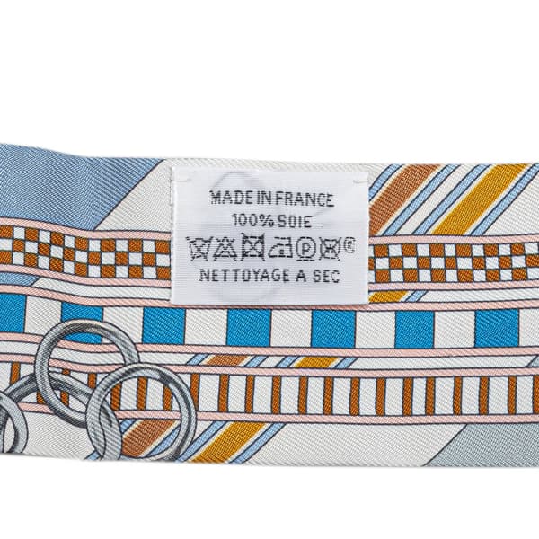 Pre-owned Hermès Brides et Gris-Gris Silk Twilly Scarf Blue
