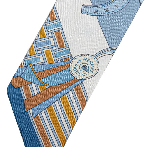Pre-owned Hermès Brides et Gris-Gris Silk Twilly Scarf Blue