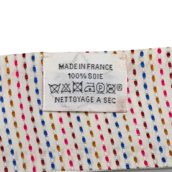 Pre-owned Hermès Chevaloscope Neon Embroidered Silk Twilly Scarf White