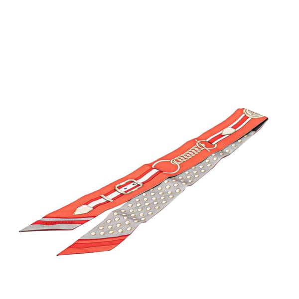 Pre-owned Hermès Grand Tralala Silk Twilly Scarf Red