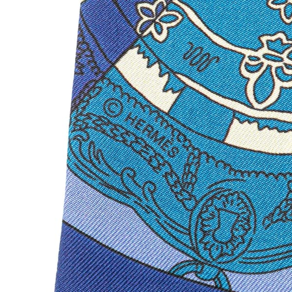 Pre-owned Hermès Tours de Cles Twilly Silk Scarf Gray