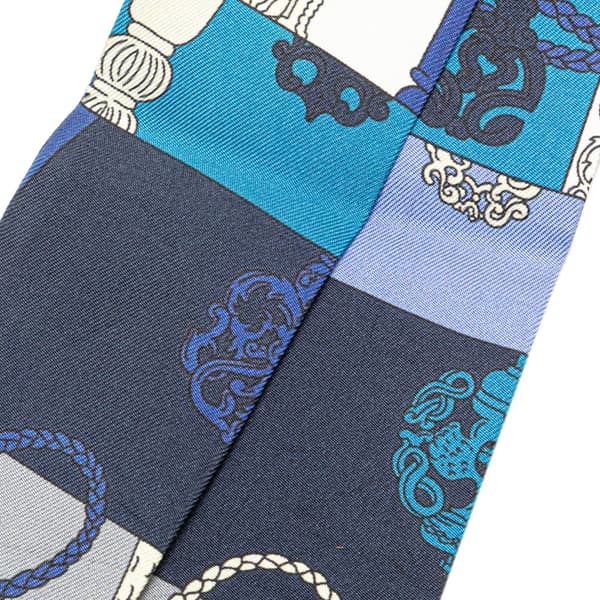 Pre-owned Hermès Tours de Cles Twilly Silk Scarf Gray