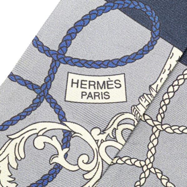 Pre-owned Hermès Tours de Cles Twilly Silk Scarf Gray