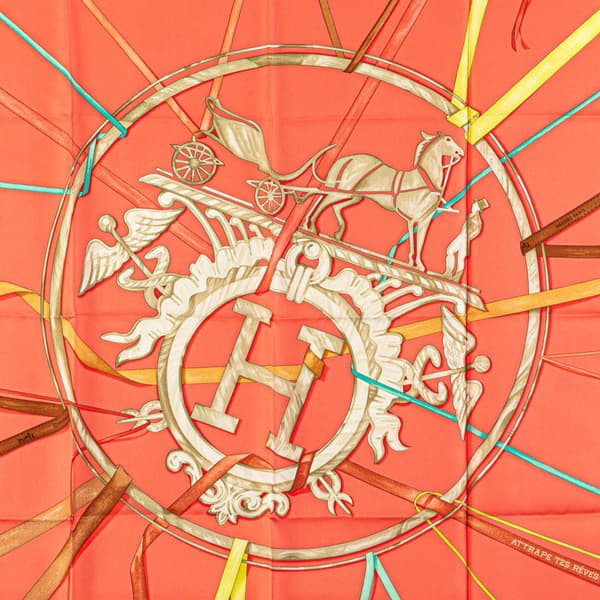 Pre-owned Hermès Attrape Tes Reves Silk Scarf Orange