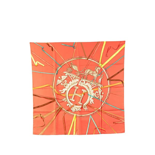 Pre-owned Hermès Attrape Tes Reves Silk Scarf Orange