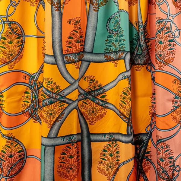 Pre-owned Hermès Coup de Fouet Au Bloc Silk Twill Giant Scarf Orange