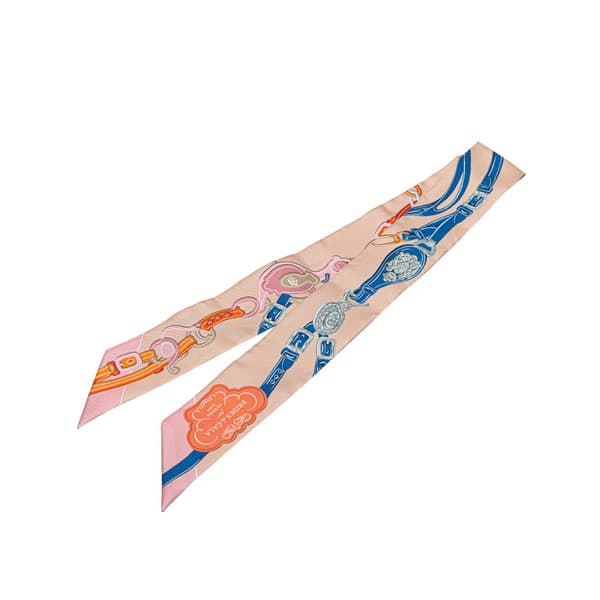 Pre-owned Hermès Brides De Gala Twilly Silk Scarf Pink