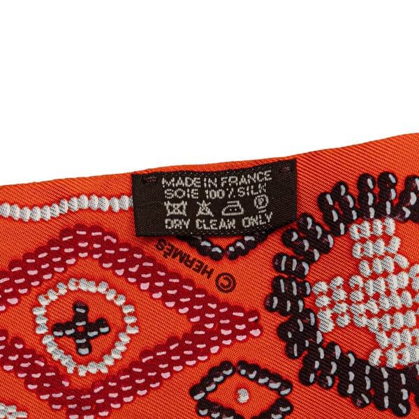 Pre-owned Hermès Kelly en Perles Silk Twilly Scarf Orange
