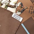 Miniatyrbilde 2 av 5: Pre-owned Hermès Le Monde du Polo Pocket Square Silk Scarf Brown