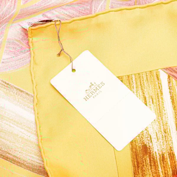 Pre-owned Hermès Jardin Creole Detail Silk Scarf Yellow