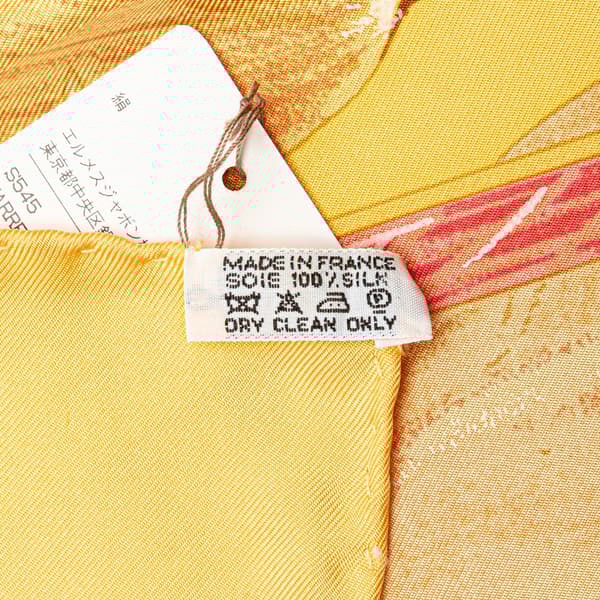 Pre-owned Hermès Jardin Creole Detail Silk Scarf Yellow