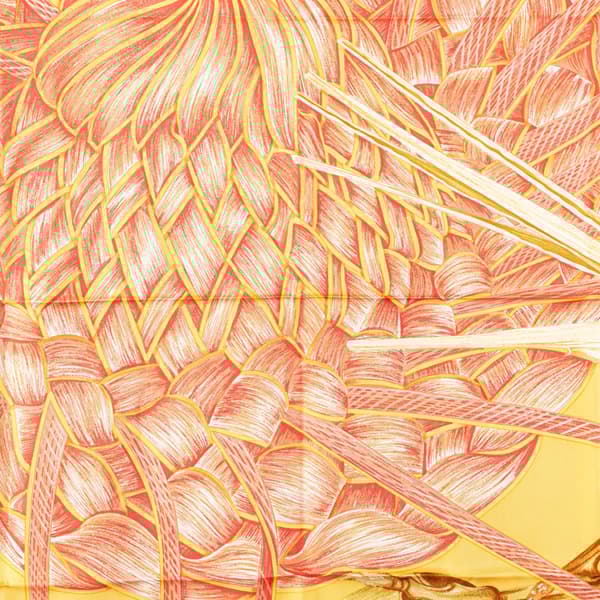 Pre-owned Hermès Jardin Creole Detail Silk Scarf Yellow