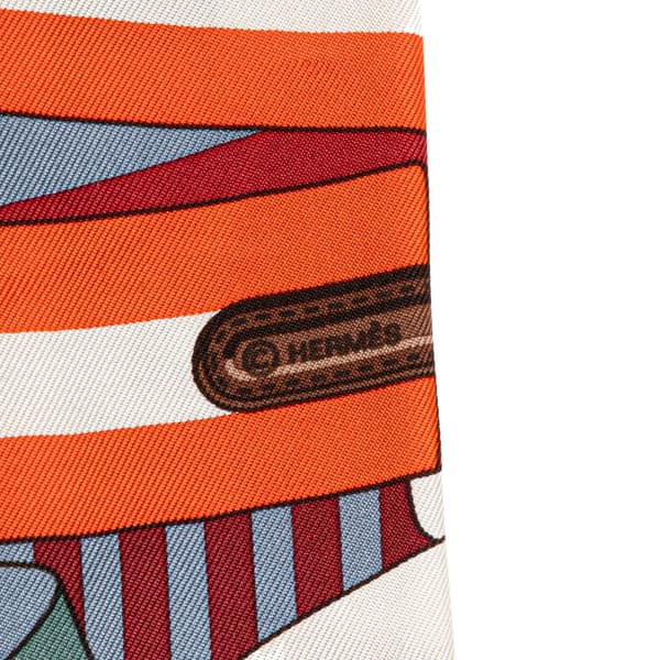 Pre-owned Hermès Sangles Silk Twilly Scarf Red
