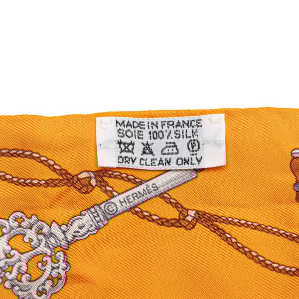Pre-owned Hermès Les Cles a Pois Silk Twilly Scarf Orange