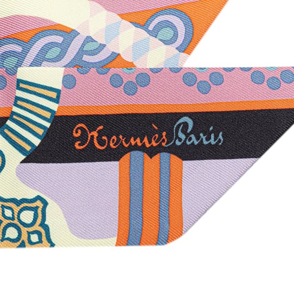 Pre-owned Hermès Fantaisie d Etriers Silk Twilly Scarf Blue