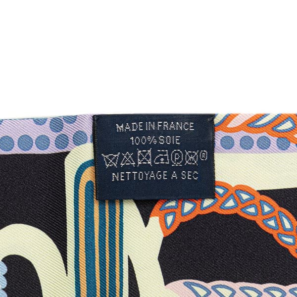 Pre-owned Hermès Fantaisie d Etriers Silk Twilly Scarf Blue