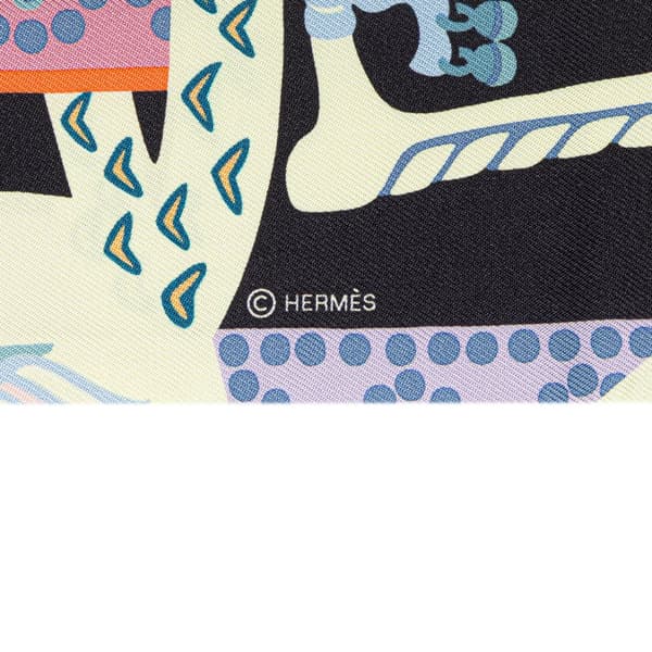 Pre-owned Hermès Fantaisie d Etriers Silk Twilly Scarf Blue