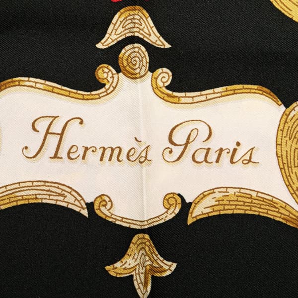 Pre-owned Hermès Cheval Turc Silk Scarf 90 Black