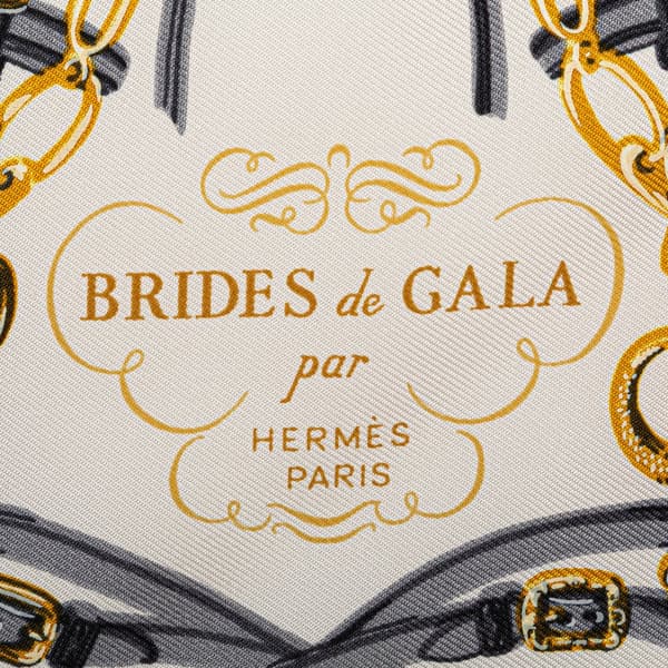 Pre-owned Hermès Mini Brides De Gala Giant Triangle Silk Scarf Gold