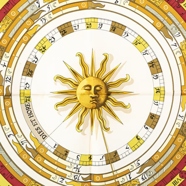 Pre-owned Hermès Astrologie Dies et Hore Silk Scarf 90 Red