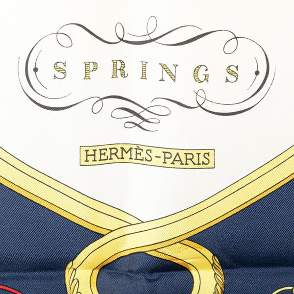 Pre-owned Hermès Springs Silk Scarf 90 Blue
