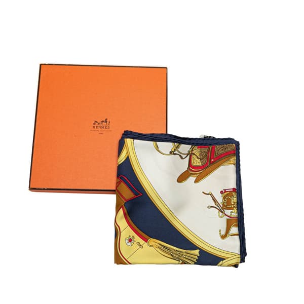 Pre-owned Hermès Springs Silk Scarf 90 Blue